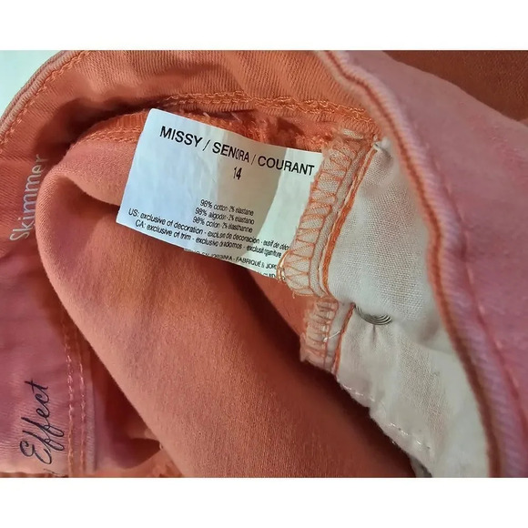 Gloria Vanderbilt women's peach orange Kaia Denim Skimmer Shorts - size 14 - Picture 8 of 12